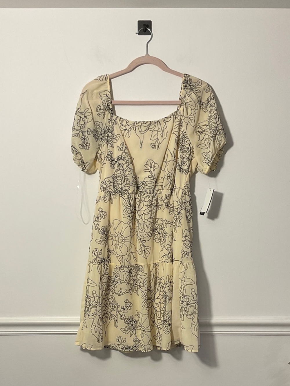 R&M Richards Cream Mini Dress with Black Floral Outline